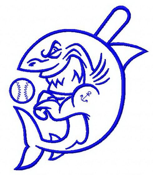 Baseball shark 3 machine embroidery design