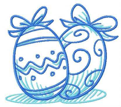 Two Easter eggs machine embroidery design