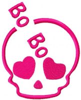 Bo bo pink skull free embroidery design