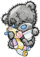 Teddy bear five o*clock tea embroidery design