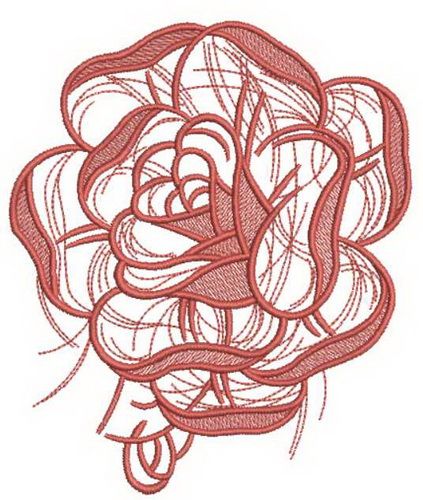 Pink rose sketch machine embroidery design