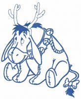 Eeyore with deer horns 2 embroidery design