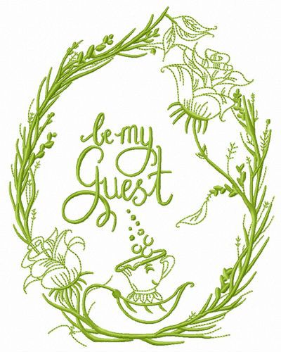 Floral frame machine embroidery design