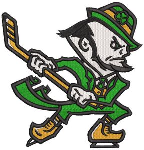 Notre Dame Hockey Leprechaun Logo embroidery design