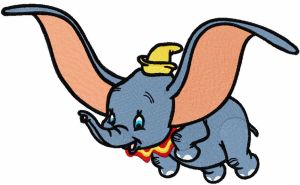 Dumbo flying embroidery design