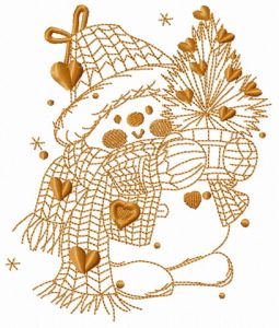Snowman in love 4 embroidery design