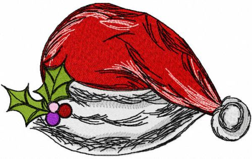 Christmas red hat embroidery design