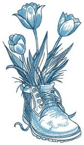 Tulips in boot embroidery design