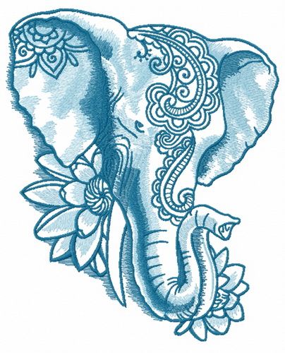 Indian elephant with lotus 2 machine embroidery design