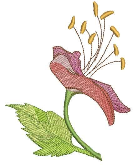 Pink wild flower free embroidery design