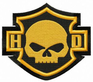 Harley-Davidson skull logo embroidery design