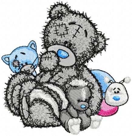 Tatty Teddy with friends machine embroidery design