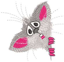 Frightened mouse peeking embroidery design