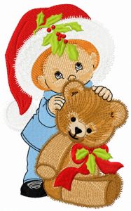 Teddy bear Christmas gift embroidery design