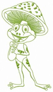 Athletic frog embroidery design