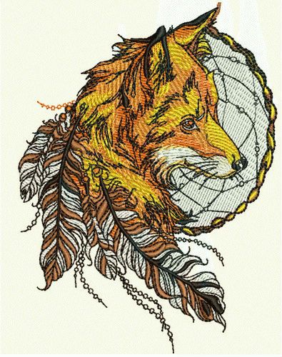 Fox and dreamcatcher 2 machine embroidery design
