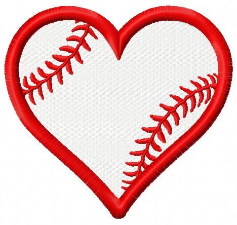 Baseball heart machine embroidery design      