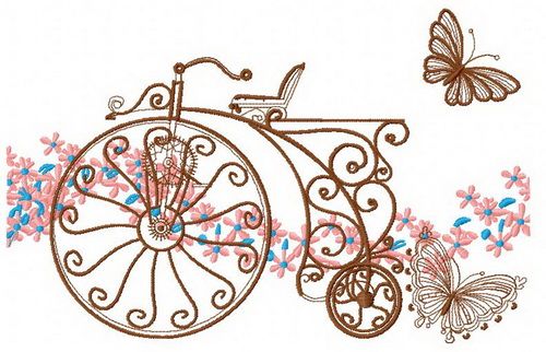 Retro bicycle machine embroidery design