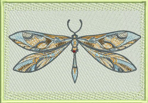 Mosaic dragonfly machine embroidery design