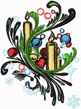 Candles on the Christmas tree embroidery design