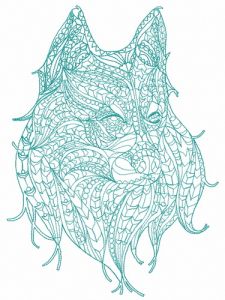 Mosaic wolf 7 embroidery design