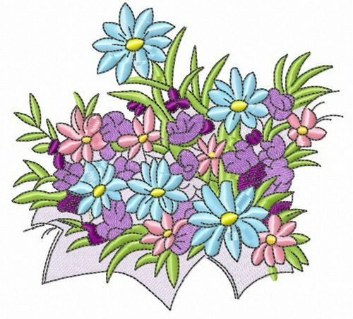Spring flowers machine embroidery design