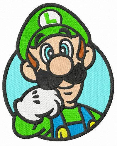 Nintendo Luigi machine embroidery design