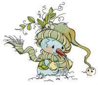 Disappointed snowman embroidery design