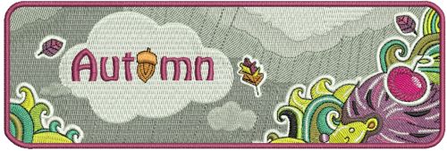 Autumn bookmark machine embroidery design