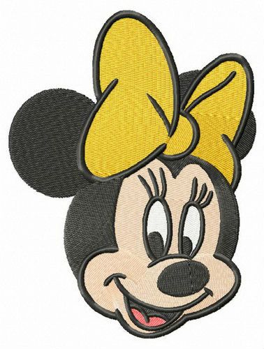 Minnie with yellow bow machine embroidery design