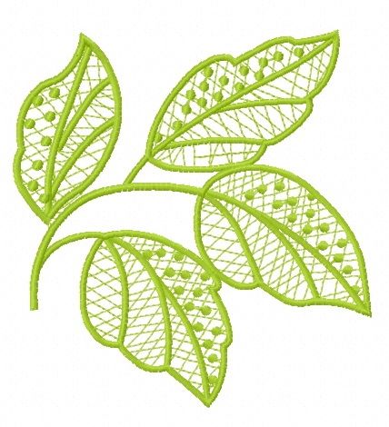 Lace leaves machine embroidery design