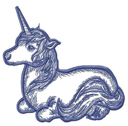 Unicorn resting machine embroidery design