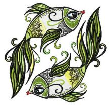 Green-tailed fish embroidery design