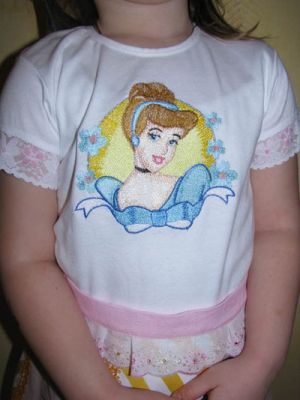 t-shirt with cinderella embroidery design