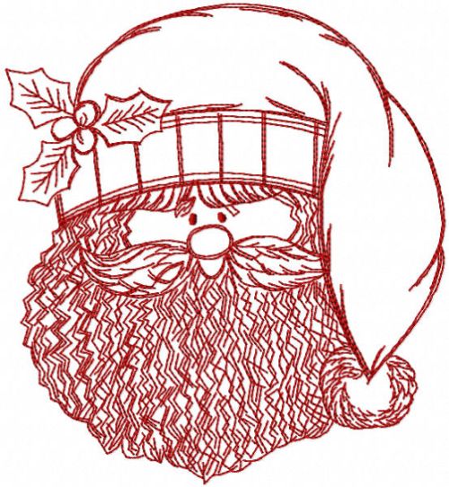 Santa Claus redwork embroidery design