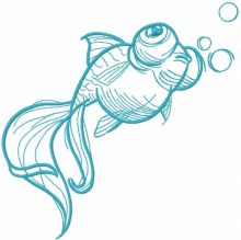 Telescope oranda fish scetch style embroidery design