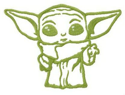 Yoda wait machine embroidery design 