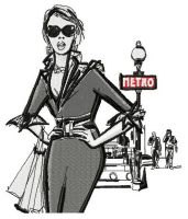 Girl near metro embroidery design