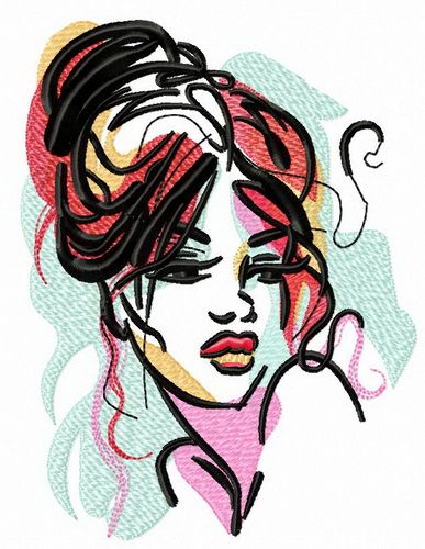 Trendy hairstyle machine embroidery design