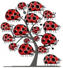Ladybug tree embroidery design
