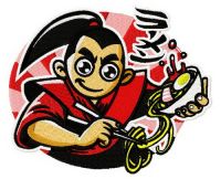 Sushi master embroidery design