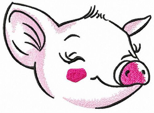 Happy piggy machine embroidery design