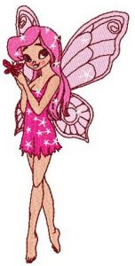 Young pink fairy embroidery design