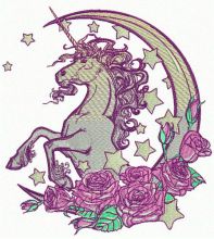 Moonlight unicorn embroidery design