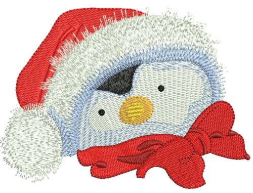Penguin in Santa hat 4 machine embroidery design