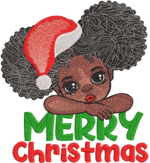 Little miss christmas embroidery design