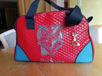 Woman bag with fox dreamcatcher embroidery design 