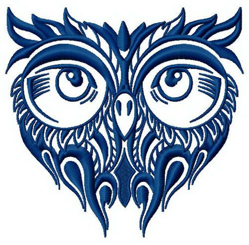 Blue owl machine embroidery design