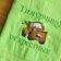 Mater embroidered on green bath towel