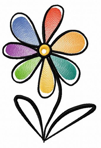 Rainbow flower 2 machine embroidery design